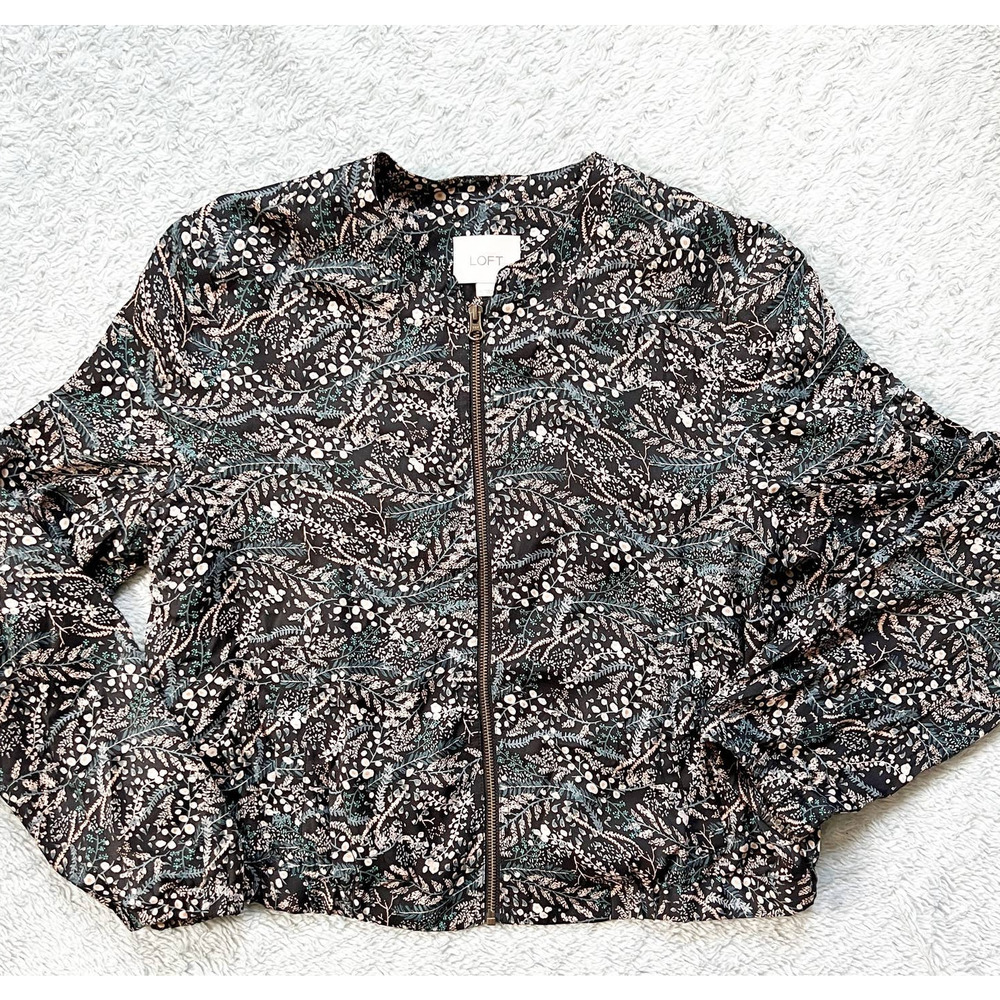 Ann Taylor LOFT Wild Prairie Zip-Up Bomber Jacket | Size XL